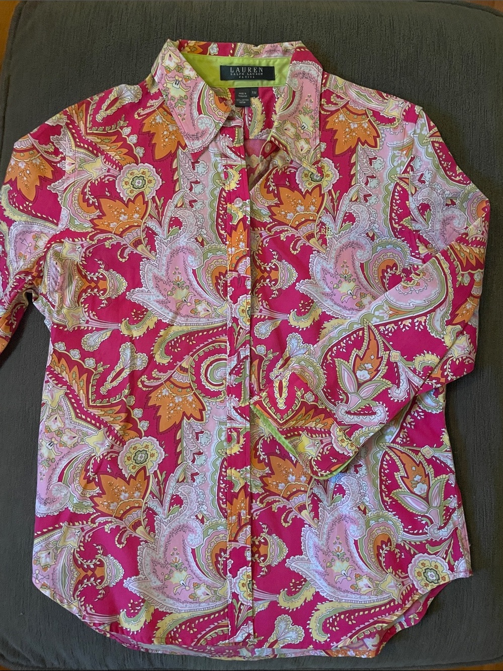 Lauren Ralph Lauren Hot Pink Paisley Button-Front Shirt